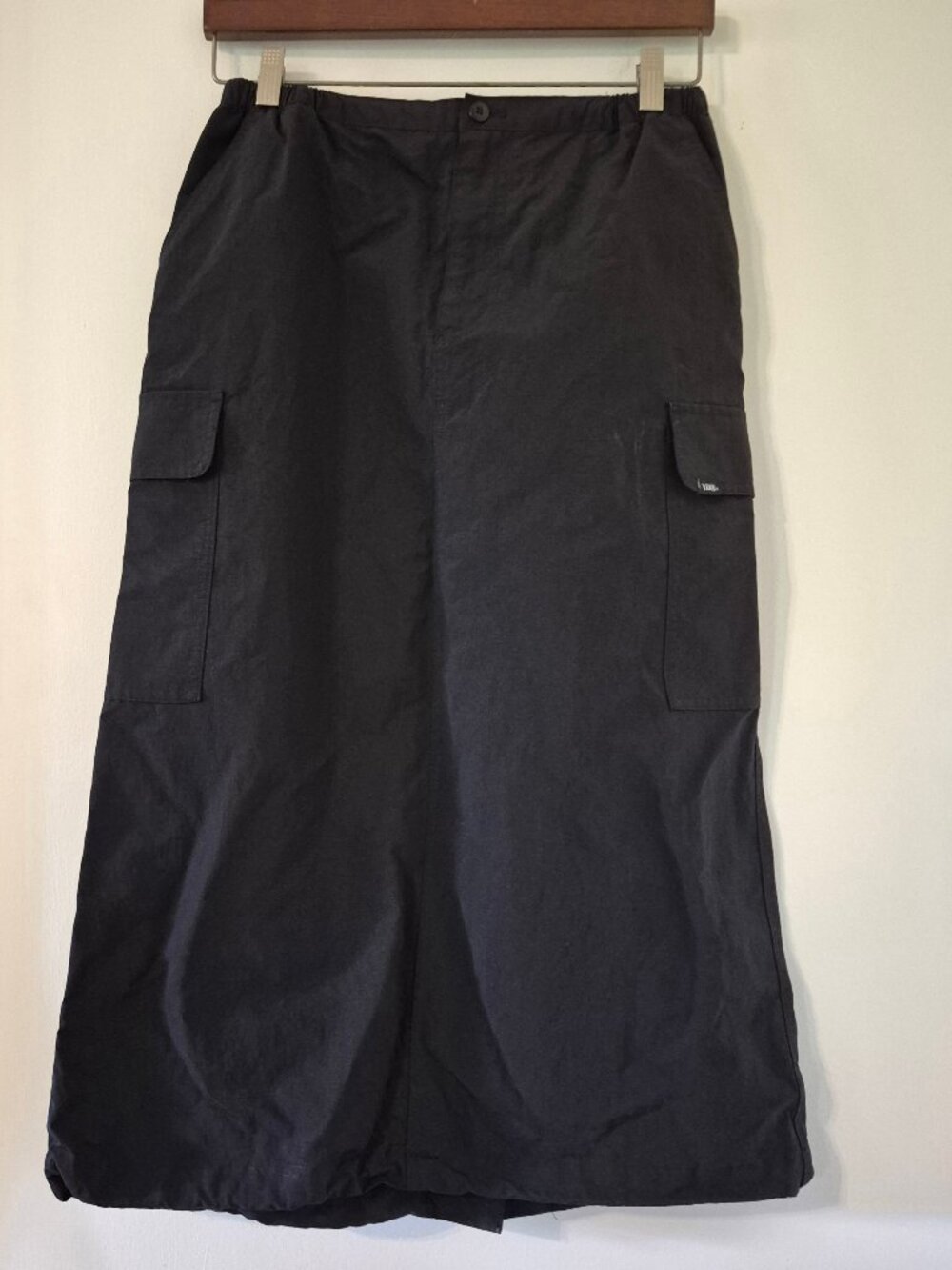 Vans S Riley Parachute Cargo Skirt Black Nylon Utility Maxi Skater Gorpcore 90s